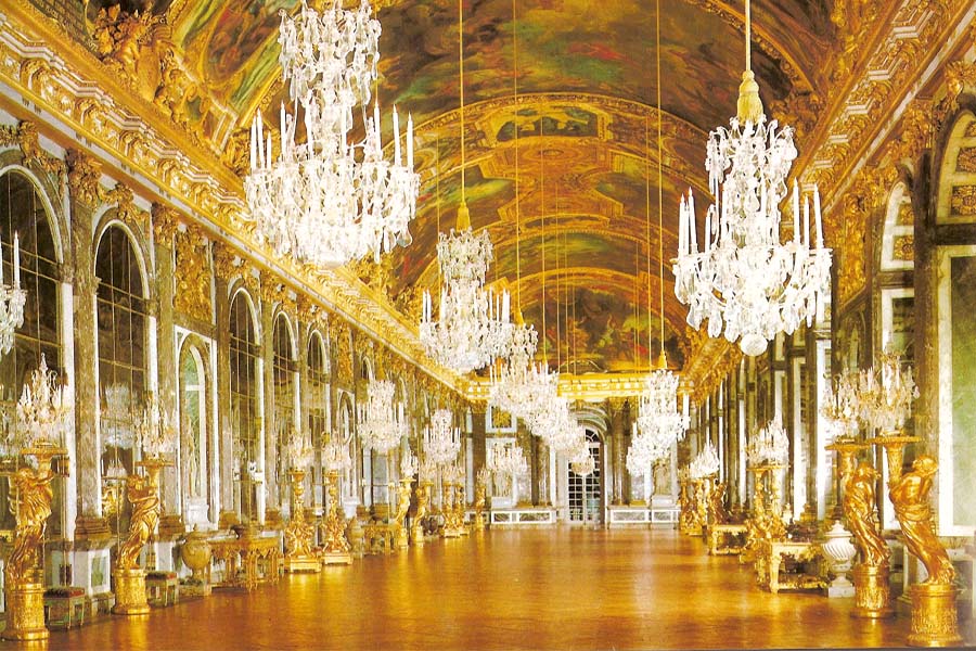 The Hall Of Mirrors In The Palace Of Versailles And The
